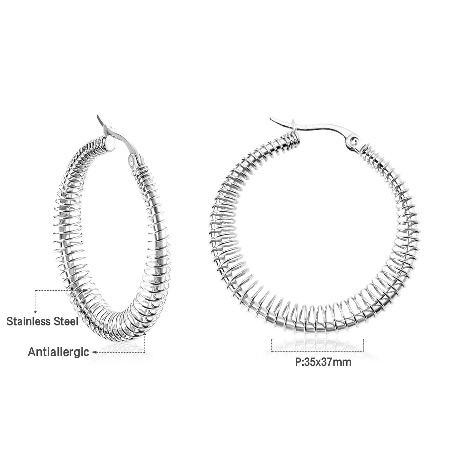 Spiral Luxe Silver Hoops