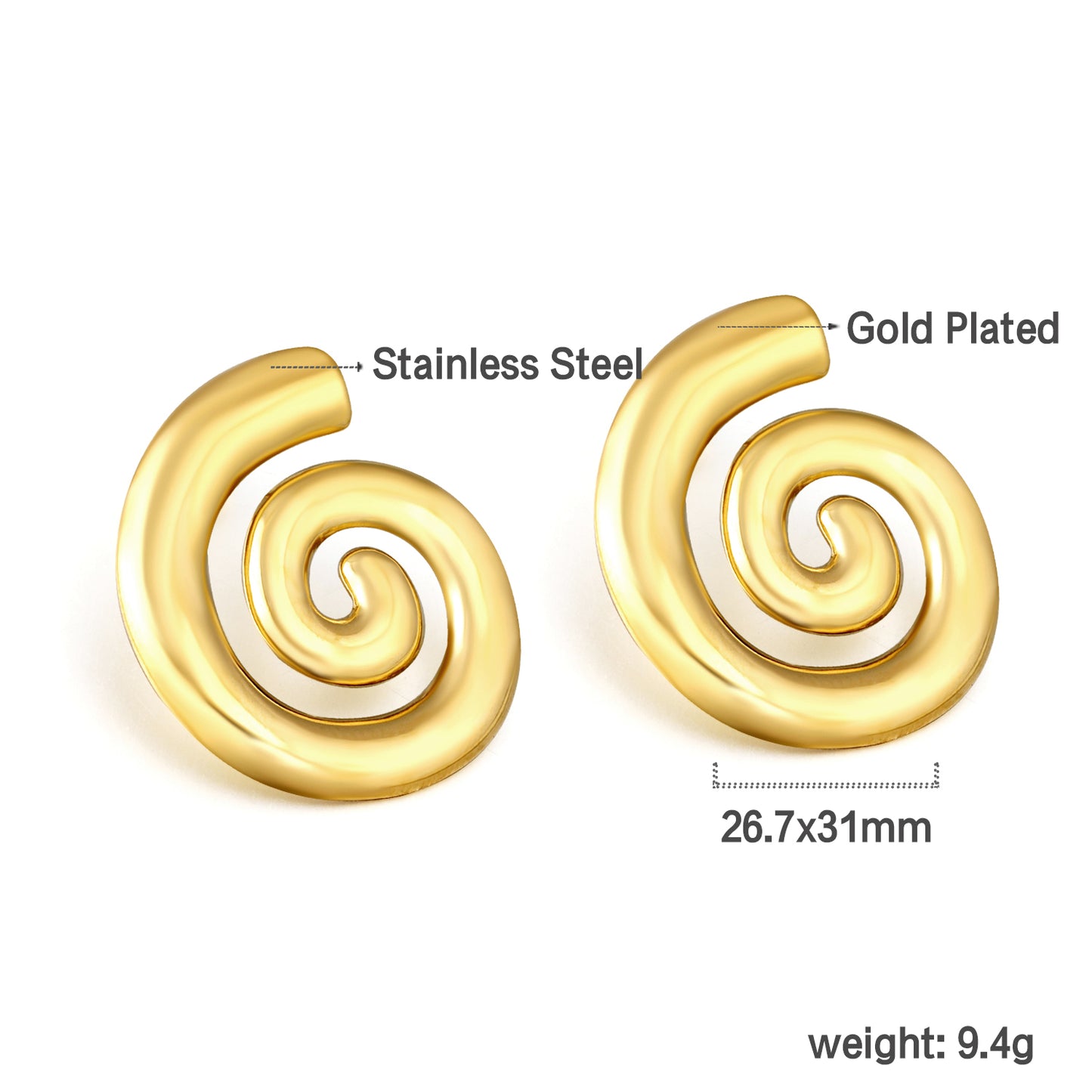 Sun Spiral Gold Earrings