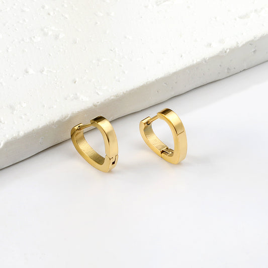 Heart Edge Gold Hoops