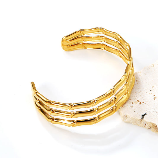 Isla Bamboo Gold Cuff Bracelet