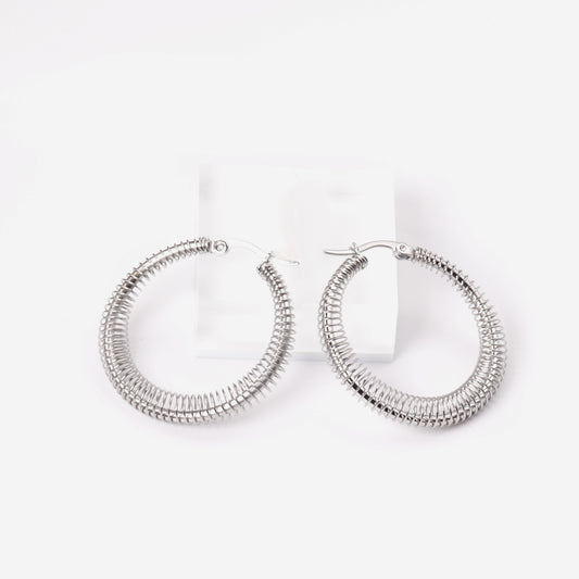 Spiral Luxe Silver Hoops