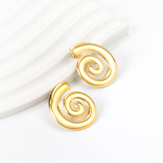 Sun Spiral Gold Earrings
