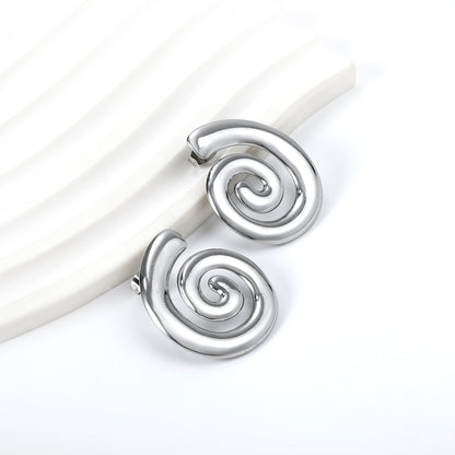 Sun Spiral Silver Earrings