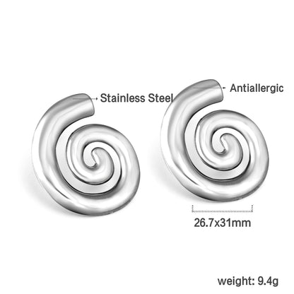 Sun Spiral Silver Earrings